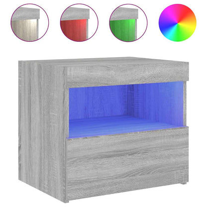 vidaXL Bedside Cabinets with LED Lights 2 pcs Grey Sonoma 50x40x45 cm 6