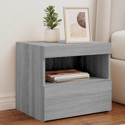 vidaXL Bedside Cabinets with LED Lights 2 pcs Grey Sonoma 50x40x45 cm 1