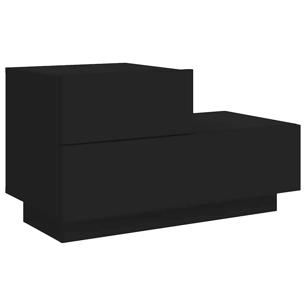 vidaXL Bedside Cabinet with LED Lights Black 70x36x40.5 cm 5