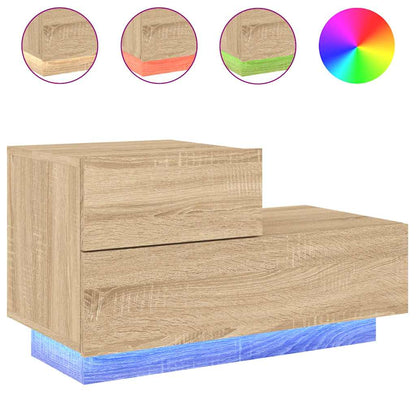 vidaXL Bedside Cabinet with LED Lights Sonoma Oak 70x36x40.5 cm 2
