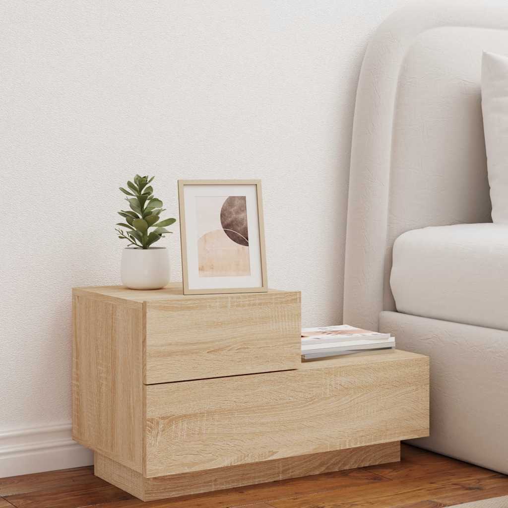 vidaXL Bedside Cabinet with LED Lights Sonoma Oak 70x36x40.5 cm 3