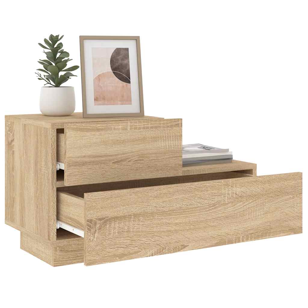 vidaXL Bedside Cabinet with LED Lights Sonoma Oak 70x36x40.5 cm 4