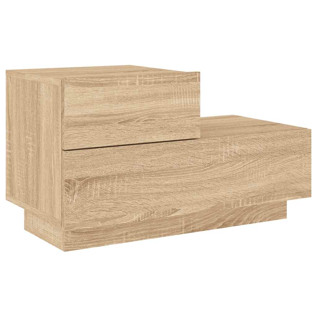 vidaXL Bedside Cabinet with LED Lights Sonoma Oak 70x36x40.5 cm 5