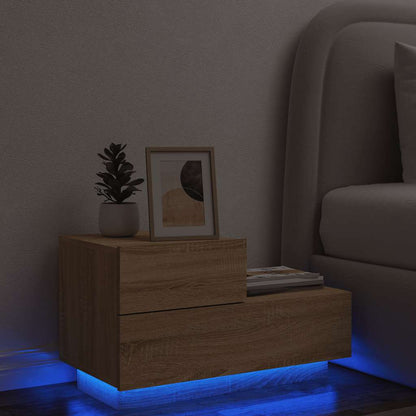 vidaXL Bedside Cabinet with LED Lights Sonoma Oak 70x36x40.5 cm 1