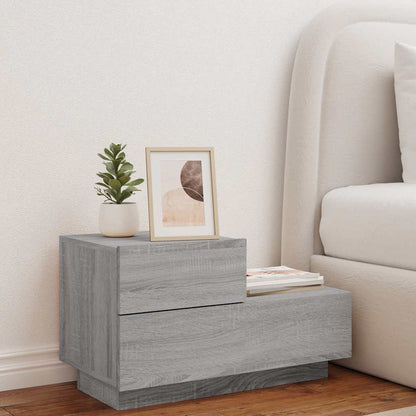 vidaXL Bedside Cabinet with LED Lights Grey Sonoma 70x36x40.5 cm 3