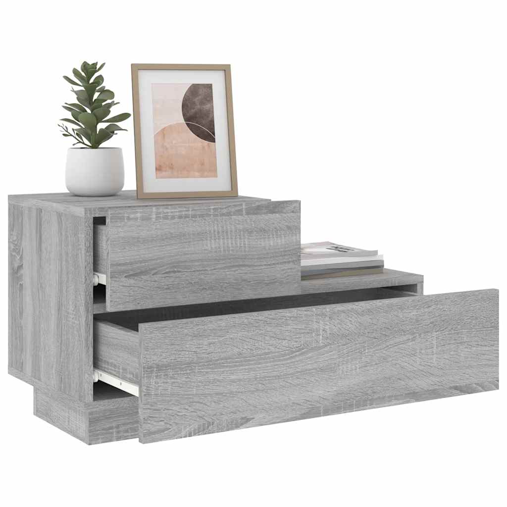 vidaXL Bedside Cabinet with LED Lights Grey Sonoma 70x36x40.5 cm 4
