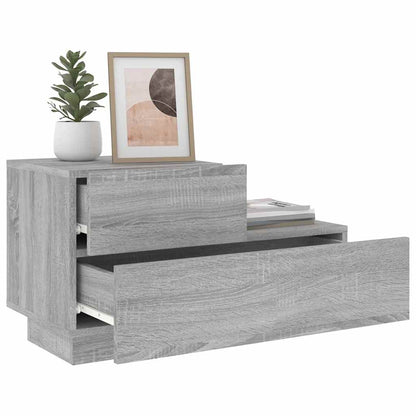 vidaXL Bedside Cabinet with LED Lights Grey Sonoma 70x36x40.5 cm 4