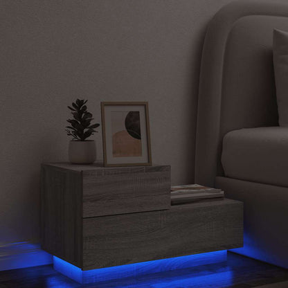 vidaXL Bedside Cabinet with LED Lights Grey Sonoma 70x36x40.5 cm 1