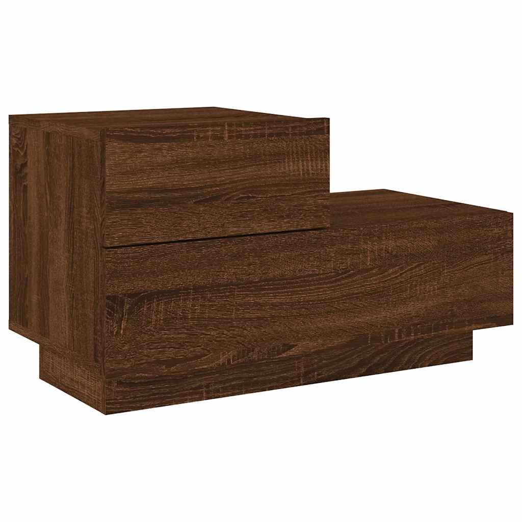 vidaXL Bedside Cabinet with LED Lights Brown Oak 70x36x40.5 cm 5