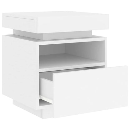 vidaXL Bedside Cabinet with LED Lights White 40x39x48,5 cm 5