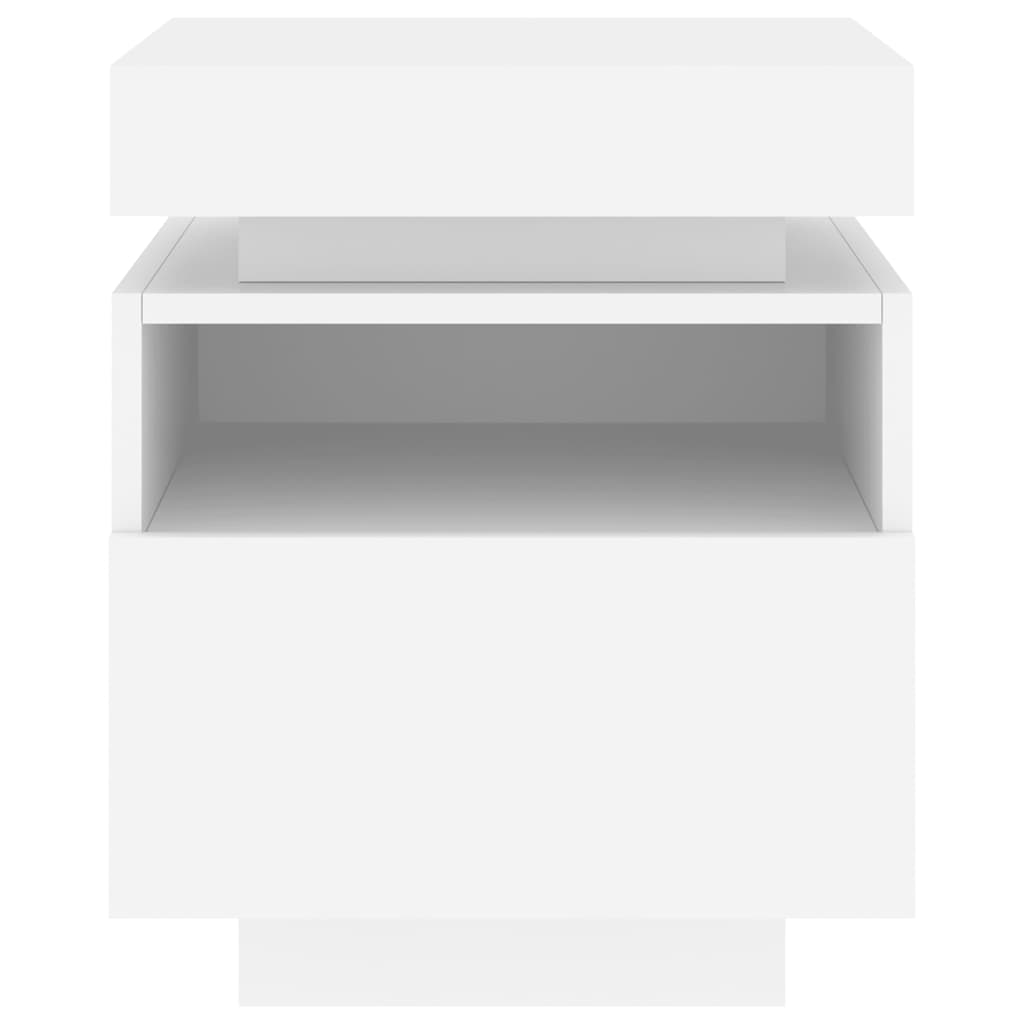 vidaXL Bedside Cabinet with LED Lights White 40x39x48,5 cm 6