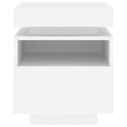 vidaXL Bedside Cabinet with LED Lights White 40x39x48,5 cm 6