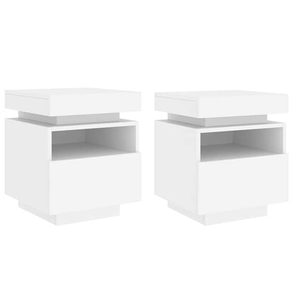 vidaXL Bedside Cabinets with LED Lights 2 pcs White 40x39x48,5 cm 2
