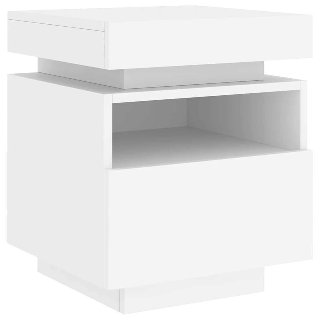 vidaXL Bedside Cabinets with LED Lights 2 pcs White 40x39x48,5 cm 5
