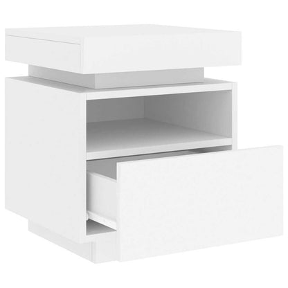 vidaXL Bedside Cabinets with LED Lights 2 pcs White 40x39x48,5 cm 6