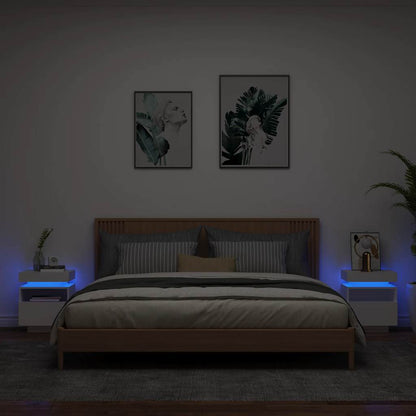 vidaXL Bedside Cabinets with LED Lights 2 pcs White 40x39x48,5 cm 1