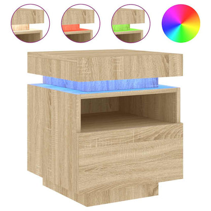 vidaXL Bedside Cabinet with LED Lights Sonoma Oak 40x39x48,5 cm 2