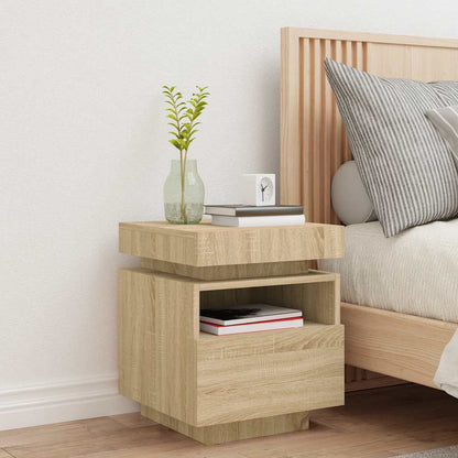 vidaXL Bedside Cabinet with LED Lights Sonoma Oak 40x39x48,5 cm 3