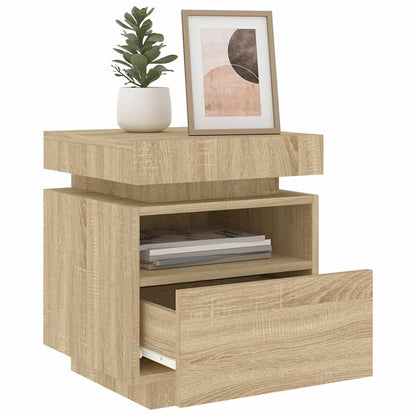 Bedside Cabinet with LED Lights 40x39x48,5 cm Sonoma oak 1