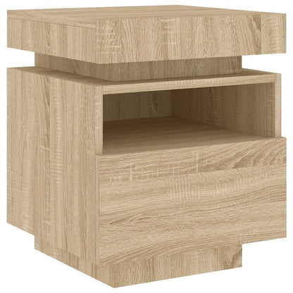 vidaXL Bedside Cabinet with LED Lights Sonoma Oak 40x39x48,5 cm 4