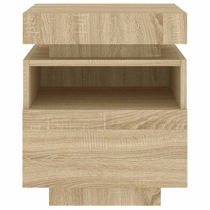 vidaXL Bedside Cabinet with LED Lights Sonoma Oak 40x39x48,5 cm 6