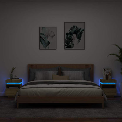 vidaXL Bedside Cabinet with LED Lights 40x39x48.5 cm