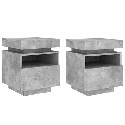 vidaXL Bedside Cabinets with LED Lights 2 pcs Concrete Grey 40x39x48,5 cm 2