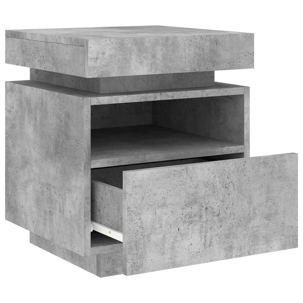 vidaXL Bedside Cabinets with LED Lights 2 pcs Concrete Grey 40x39x48,5 cm 6