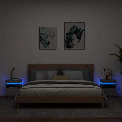 vidaXL Bedside Cabinets with LED Lights 2 pcs Concrete Grey 40x39x48,5 cm 1