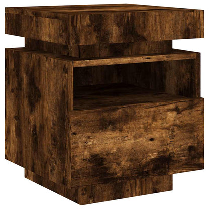 vidaXL Bedside Cabinet with LED Lights Smoked Oak 40x39x48,5 cm 4