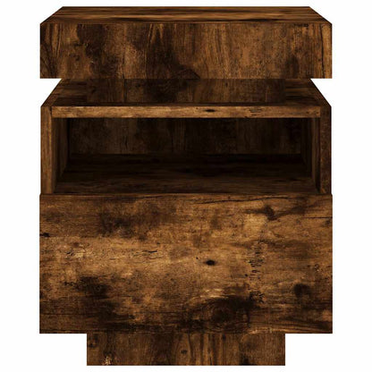 vidaXL Bedside Cabinet with LED Lights Smoked Oak 40x39x48,5 cm 6