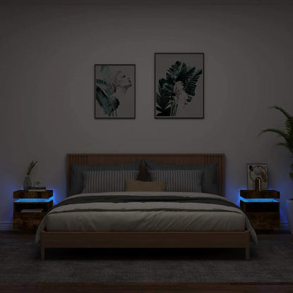 vidaXL Bedside Cabinet with LED Lights 40x39x48.5 cm