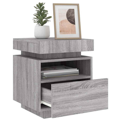 Bedside Cabinet with LED Lights 40x39x48,5 cm Grey sonoma 1