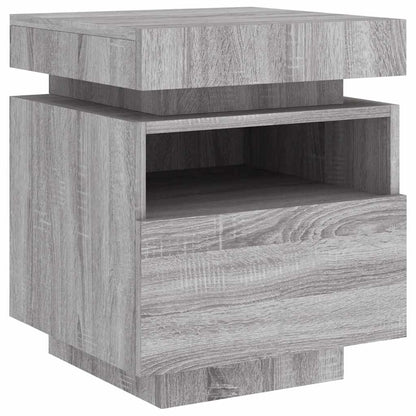 vidaXL Bedside Cabinet with LED Lights Grey Sonoma 40x39x48,5 cm 4