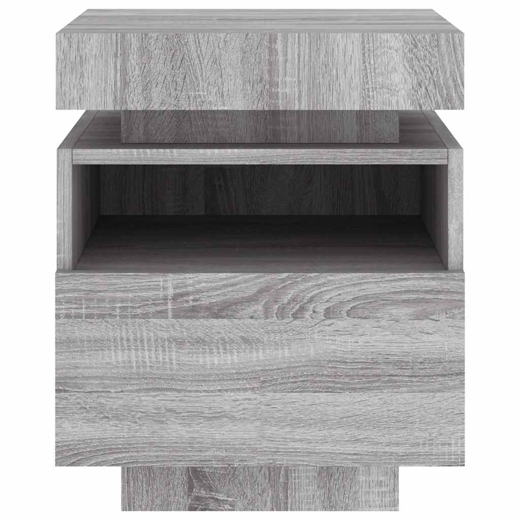vidaXL Bedside Cabinet with LED Lights Grey Sonoma 40x39x48,5 cm 6