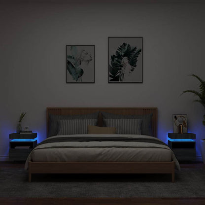 vidaXL Bedside Cabinet with LED Lights 40x39x48.5 cm