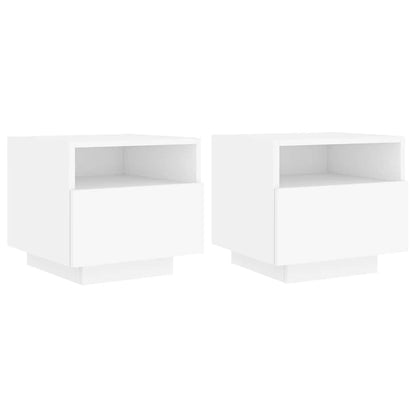 vidaXL Bedside Cabinets with LED Lights 2 pcs White 40x39x37 cm 2