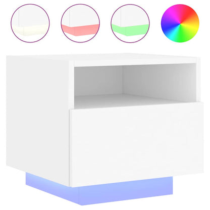 vidaXL Bedside Cabinets with LED Lights 2 pcs White 40x39x37 cm 5