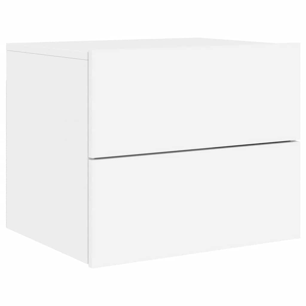 vidaXL Wall-mounted Bedside Cabinet with LED Lights White 3