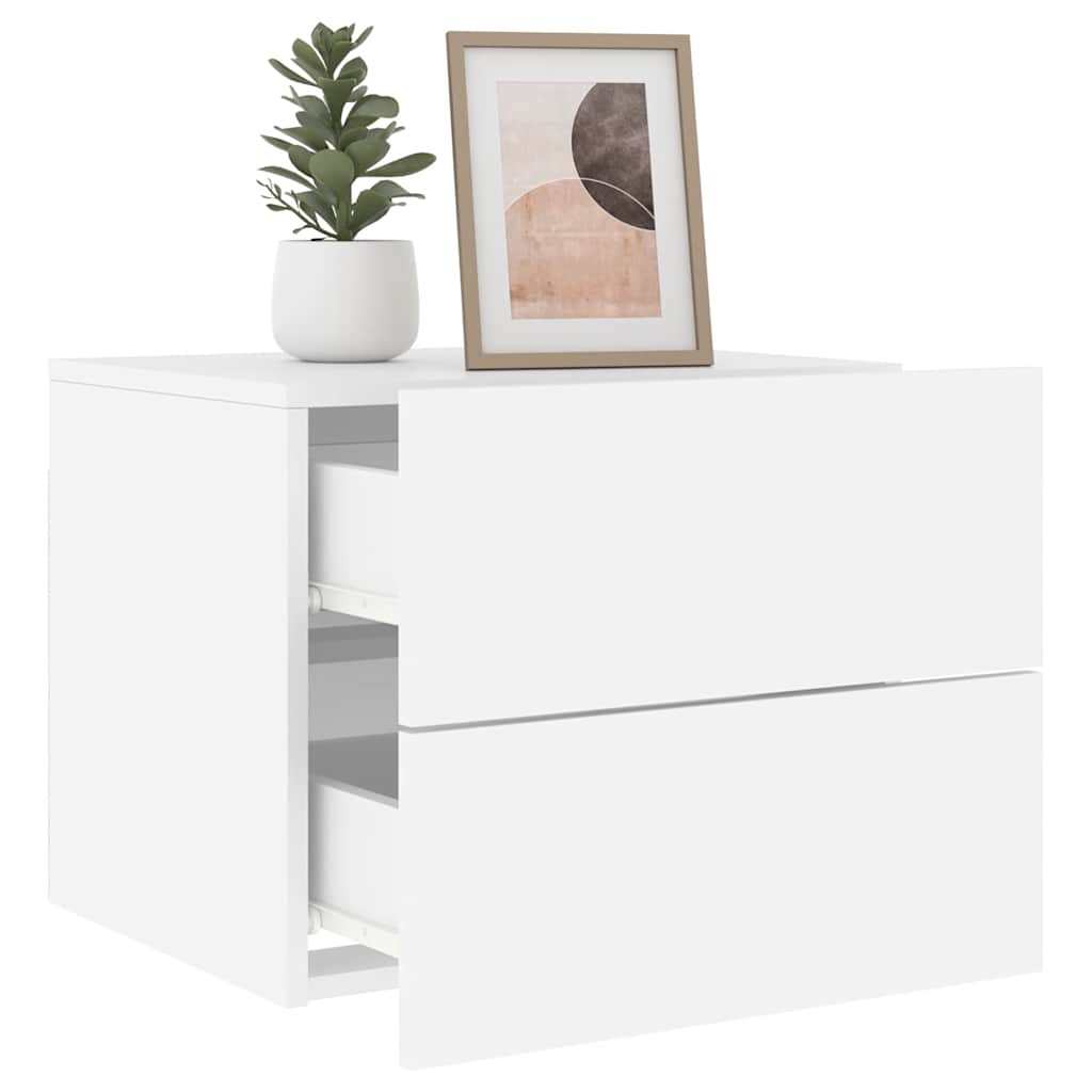 vidaXL Wall-mounted Bedside Cabinet with LED Lights White 5