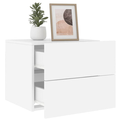 vidaXL Wall-mounted Bedside Cabinet with LED Lights White 5