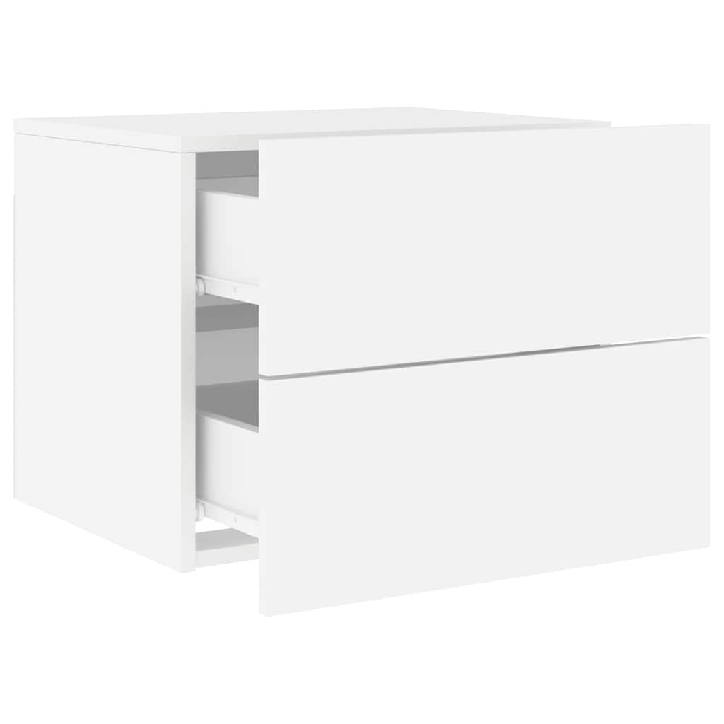 vidaXL Wall-mounted Bedside Cabinet with LED Lights White 6