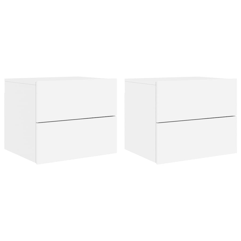 Wall-mounted Bedside Cabinet with LED Lights White 2