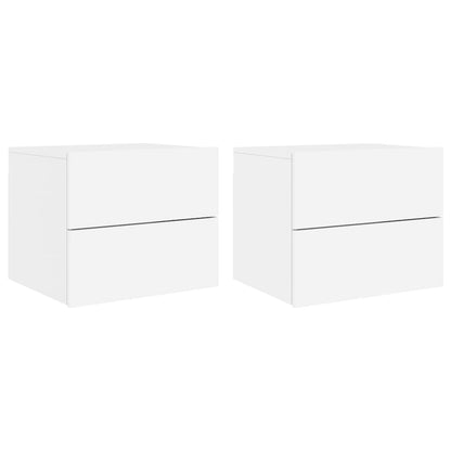 Wall-mounted Bedside Cabinet with LED Lights White 2