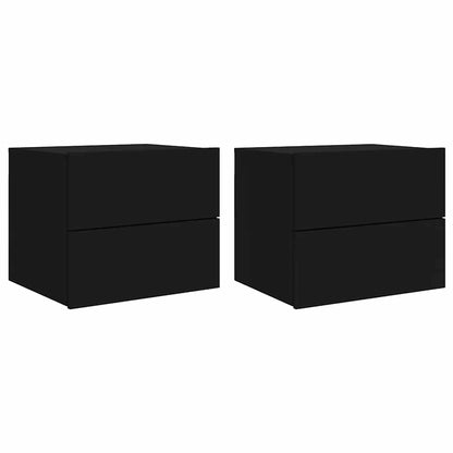 vidaXL Wall-mounted Bedside Cabinets with LED Lights 2 pcs Black 2