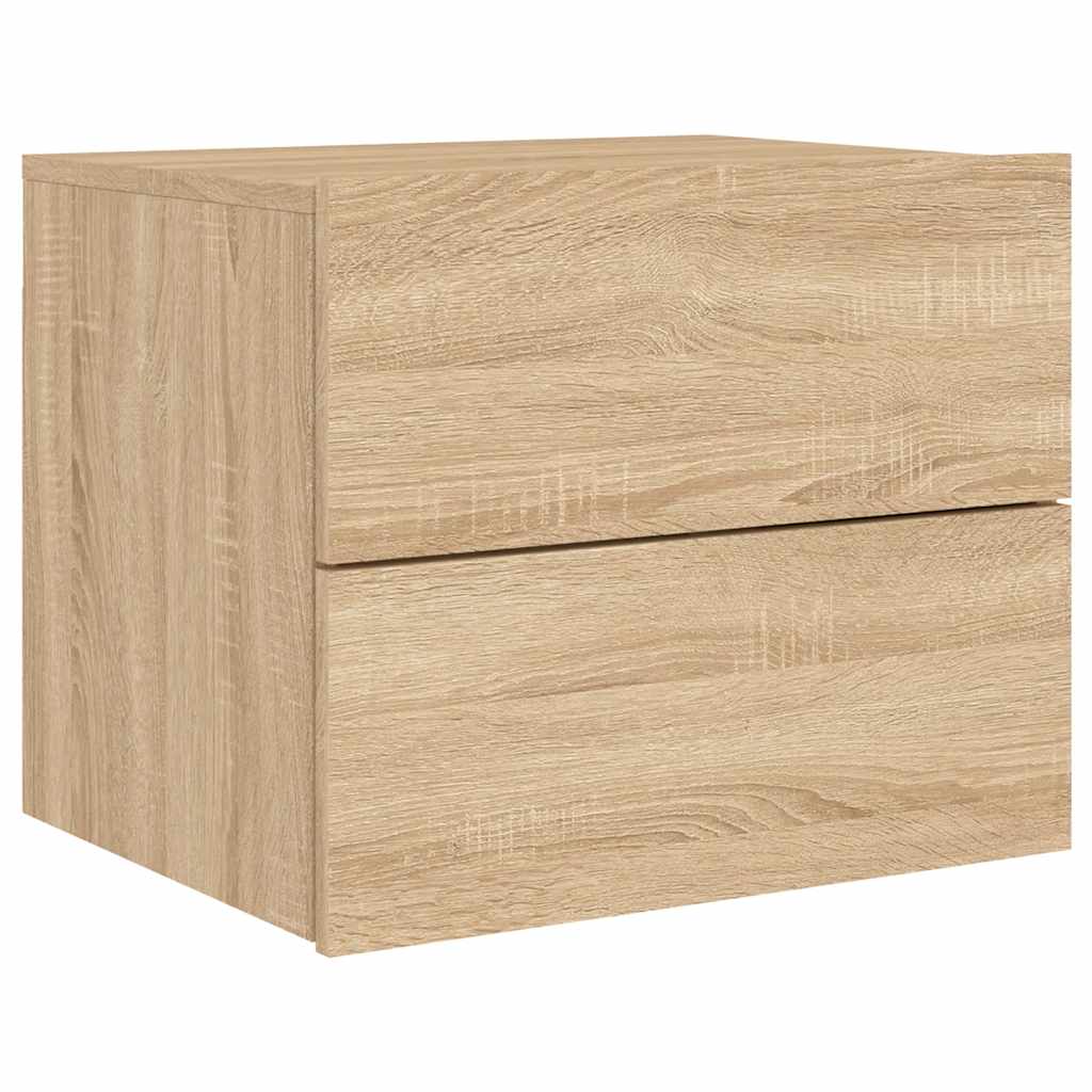 vidaXL Wall-mounted Bedside Cabinets with LED Lights 2 pcs Sonoma Oak 6