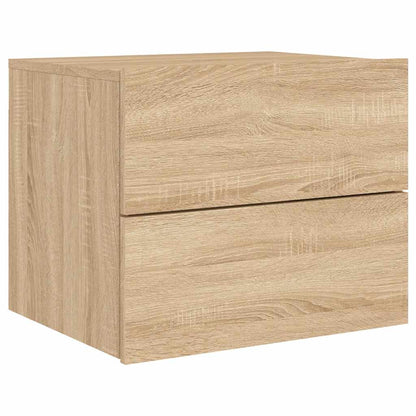 vidaXL Wall-mounted Bedside Cabinets with LED Lights 2 pcs Sonoma Oak 6