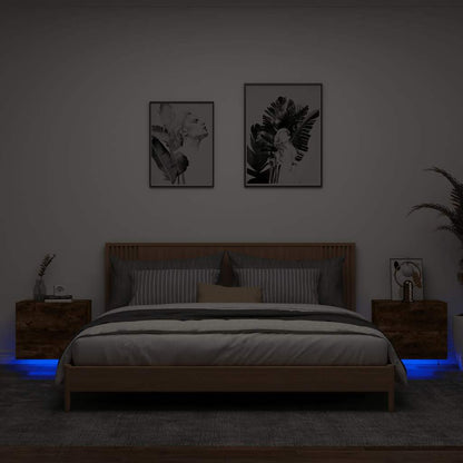 vidaXL Wall-mounted Bedside Cabinet with LED Lights