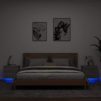 vidaXL Wall-mounted Bedside Cabinet with LED Lights