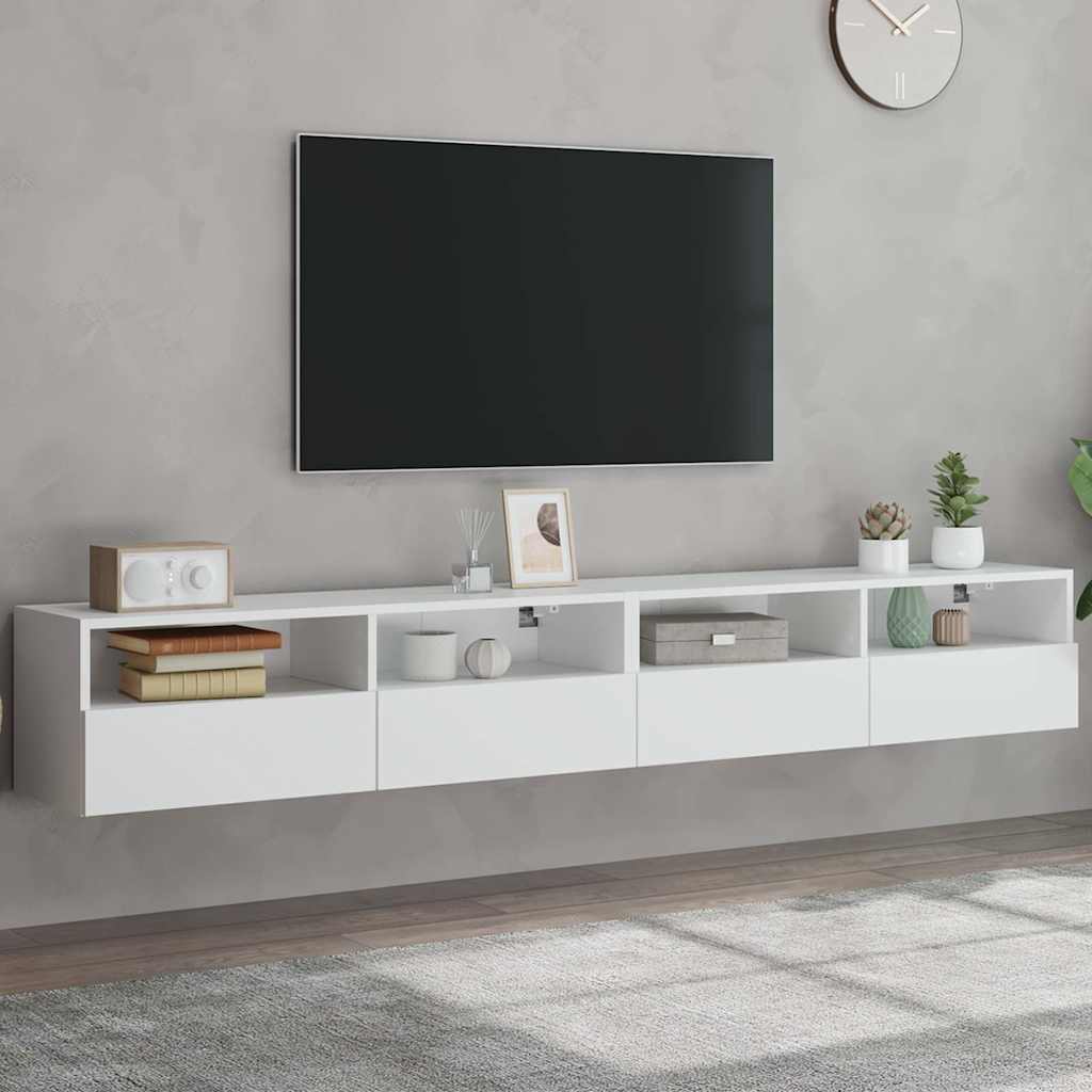 TV Wall Cabinets 100x30x30 cm Engineered Wood 2 pcs White
